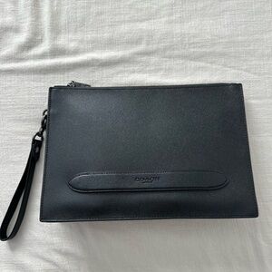Rare coach structured leather pouch clutch